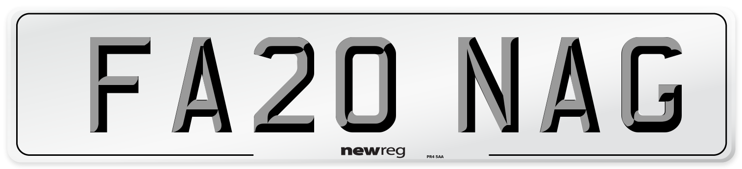 FA20 NAG Number Plate from New Reg